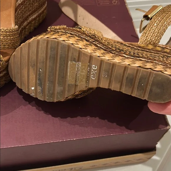 EXE Braided Tan Platform Sandals - Picture 9 of 17